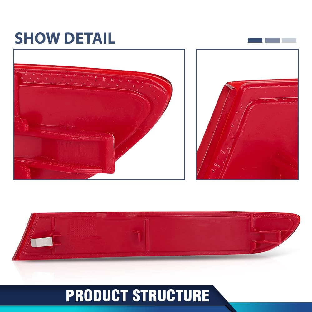 PIT66 Rear Bumper Reflector Left Driver Side Compatible with BMW F25 X3 Series sDrive28i xDrive28d xDrive28i xDrive35i 2015-2017 63257352209, 63 25 7 352 209 Red Len