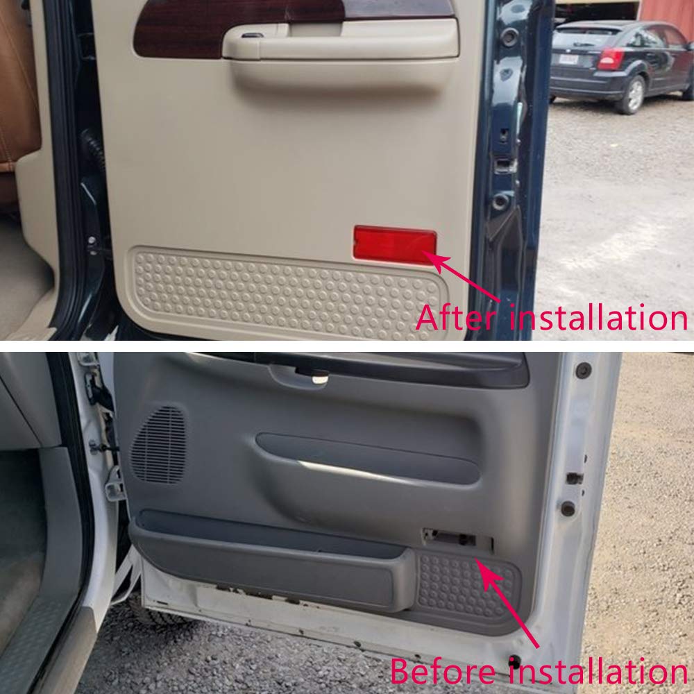 PIT66 Interior Front Rear Door Reflector Door Trim Panel Compatible with 99-07 Ford Super Duty F250 F350 F450 F550/00-05 Excursion Red Premium