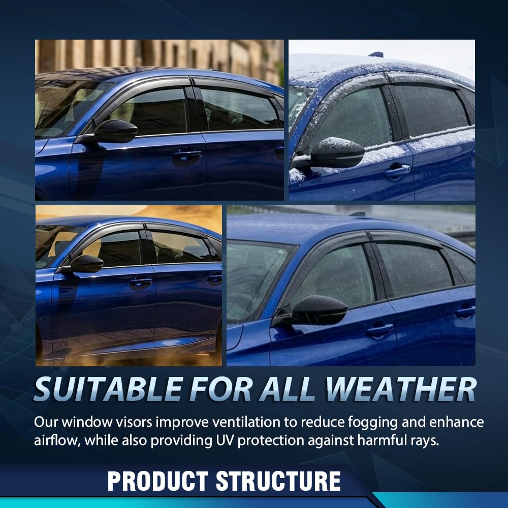 PIT66 in-Channel Window Visors Rain Guards PMMA Somke 4PCS