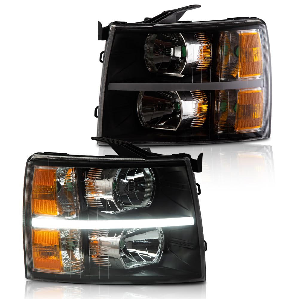 PIT66 LED Bar Headlights Fit 2007-2013 Chevy Silverado 1500/2500/3500 HD