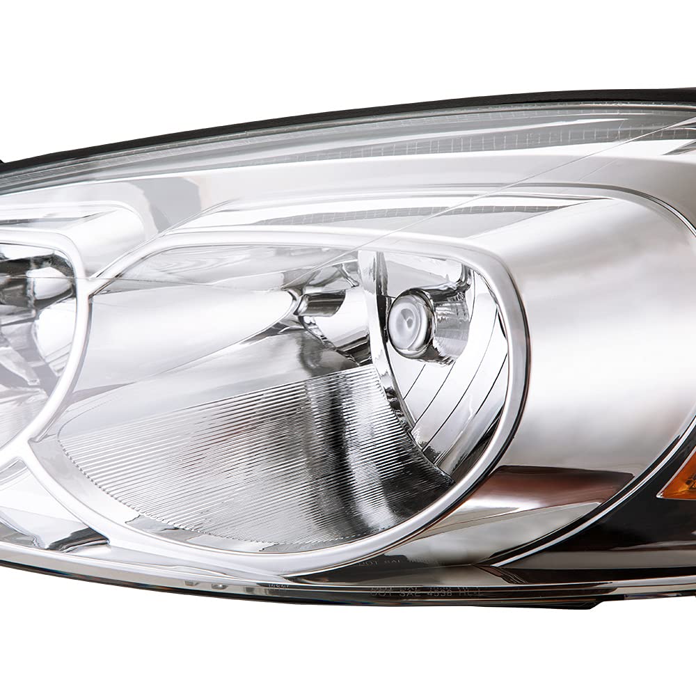 PIT66 Headlight Assembly Compatible with 06-13 Chevy Impala / 14-16 Impala Limited / 06-07 Chevy Monte Carlo Halogen Headlamps Assembly Accessories Clear lens Chrome Housing Amber Reflector
