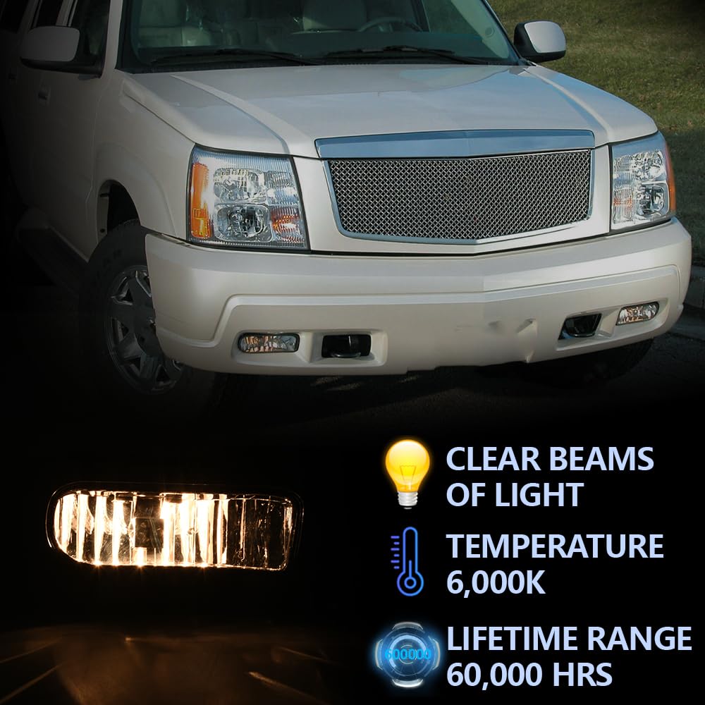PIT66 Front Bumper Fog Lights Compatible with 2002-2006 Cadillac Escalade