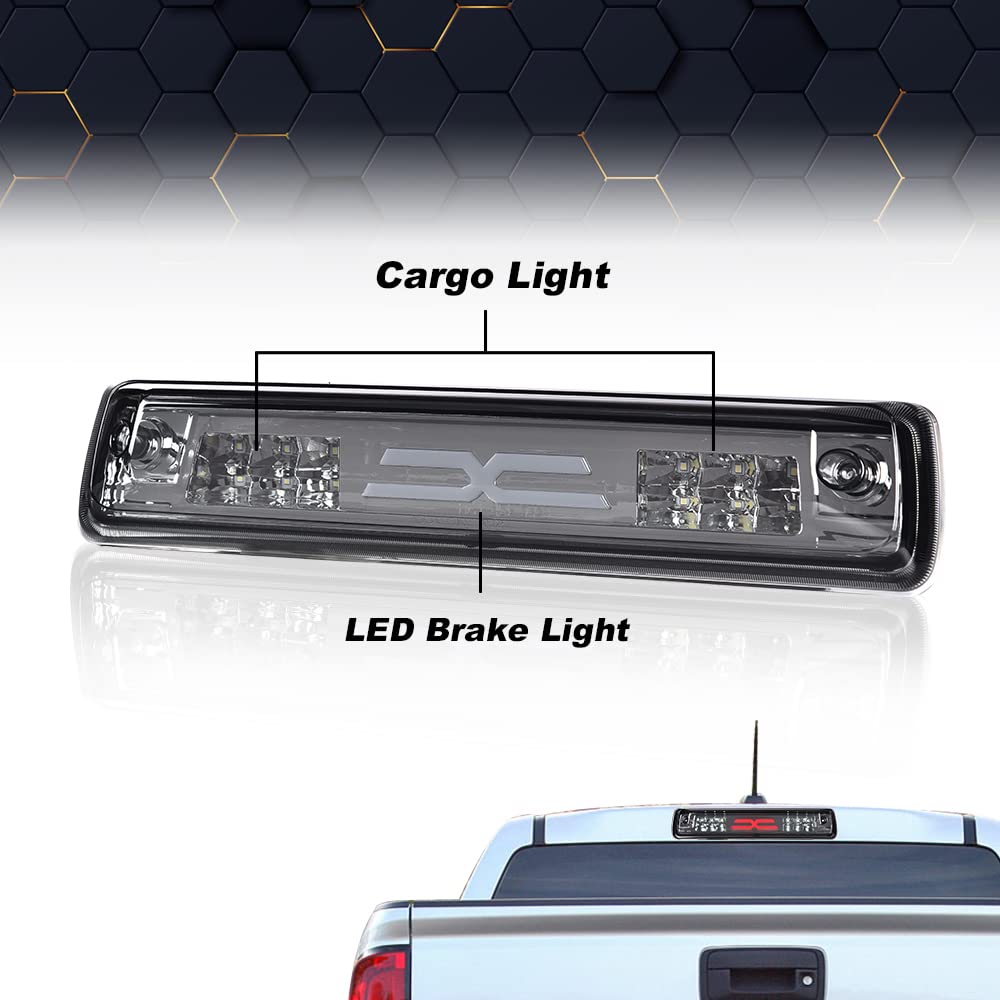 PIT66 3rd Brake Light, Compatible with 2015-2018 Colorado/Canyon X Type Led Bar High Mount Stop Light Rear Tail Cargo Lamps Tea Cover White Housing