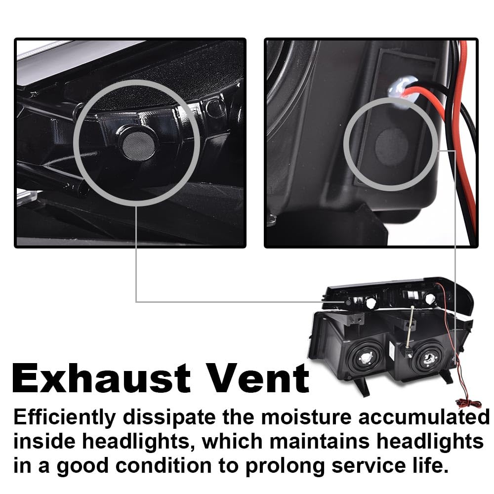 PIT66 LED Headlights Assembly Front Headlamp Compatible with GMC Canyon/Chevy Colorado 2004-2012 20766569,20766570 Smoky lens Black Housing Amber Reflector