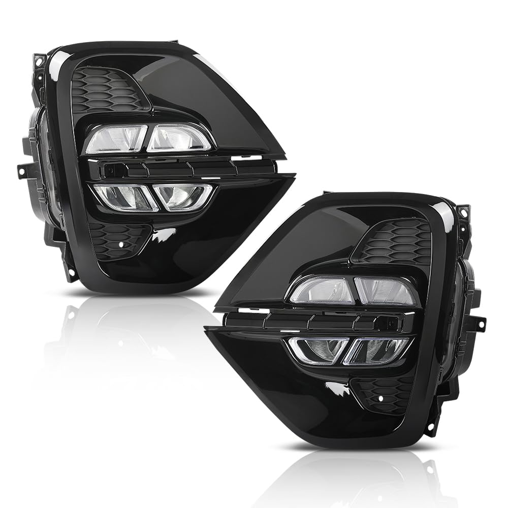 PIT66 LED Fog Lights Lamps w/Bulbs Pair Front Left & Right Compatible with Kia Sportage S/LX/EX/SX Turbo 2020-2021 92202D9600, 92201D9600, 86522D9520, 86521D9520 Clear Lens Black Housing
