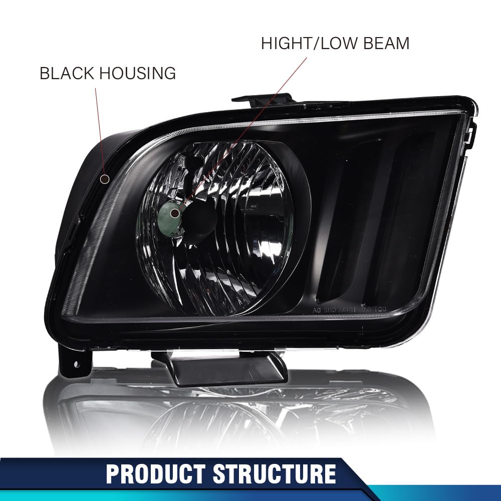 PIT66 Headlights Assembly Fit 2005-2009 Ford Mustang