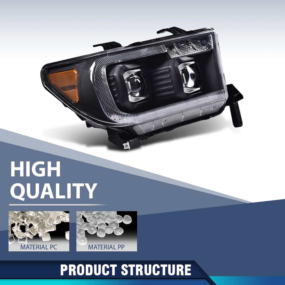 PIT66 Dual Convex LED Projector Headlights Assembly Fit 07-13 Toyota Tundra