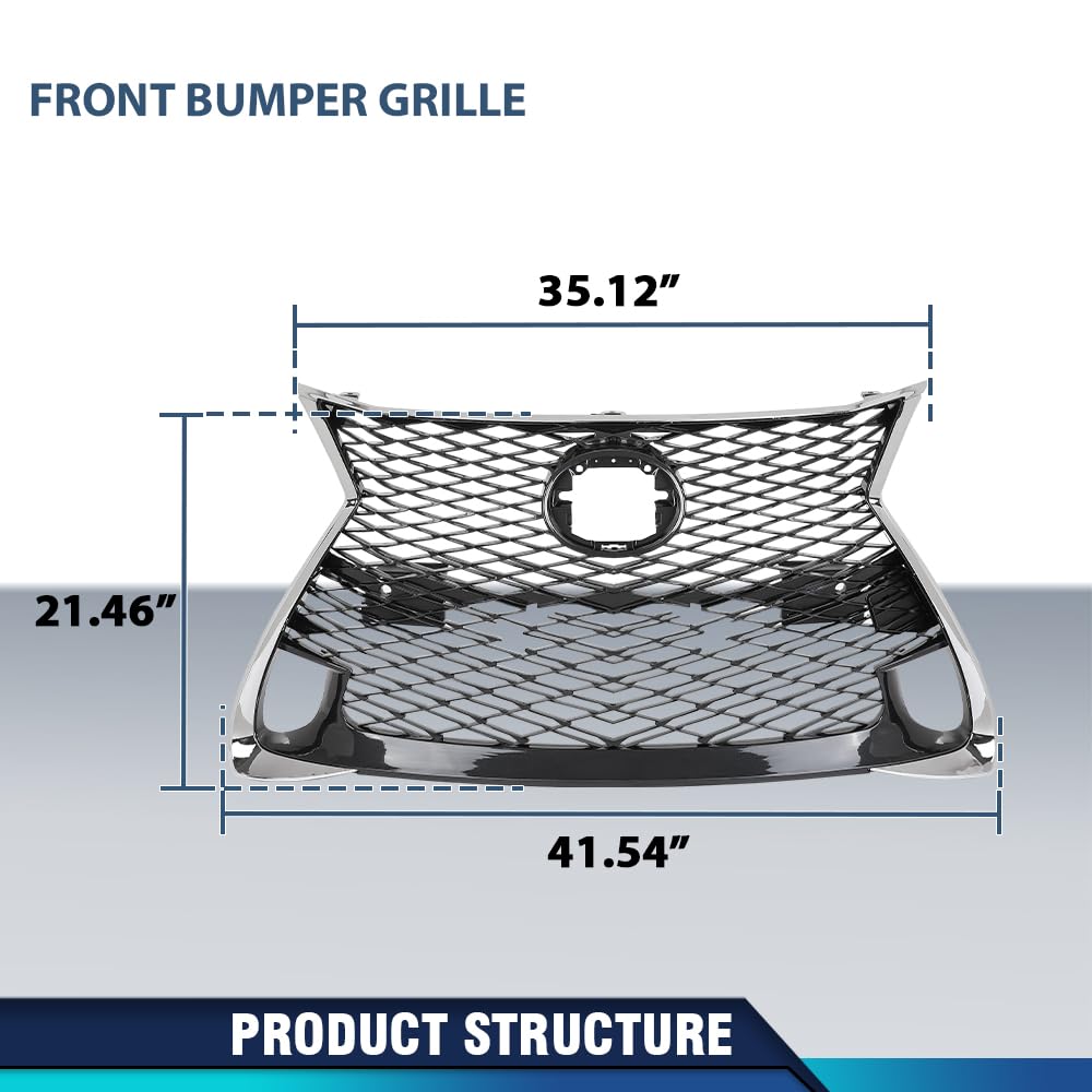 PIT66 Front Bumper Grille Fit LX GS200t GS350 GS450h 2016-2020 Gray