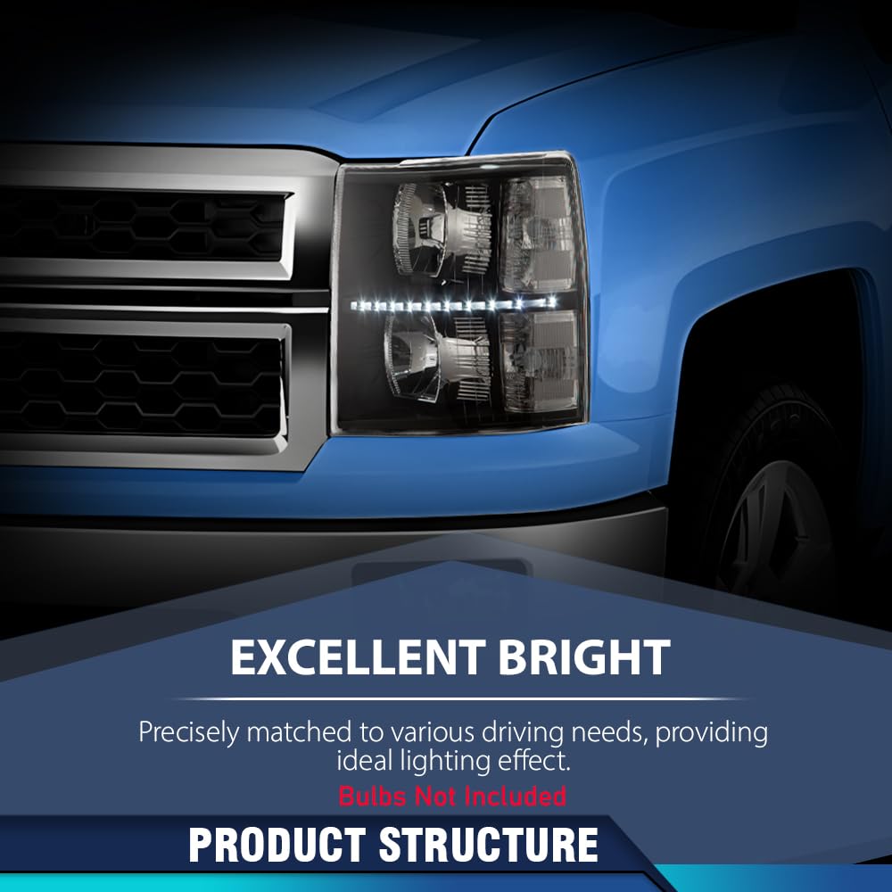PIT66 LED Point Headlight Assembly Fit 2007-2013 Chevy Silverado