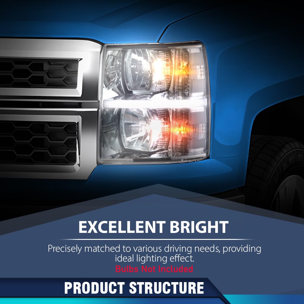 PIT66 LED Bar Headlights Fit 2007-2013 Chevy Silverado 1500/2500/3500 HD