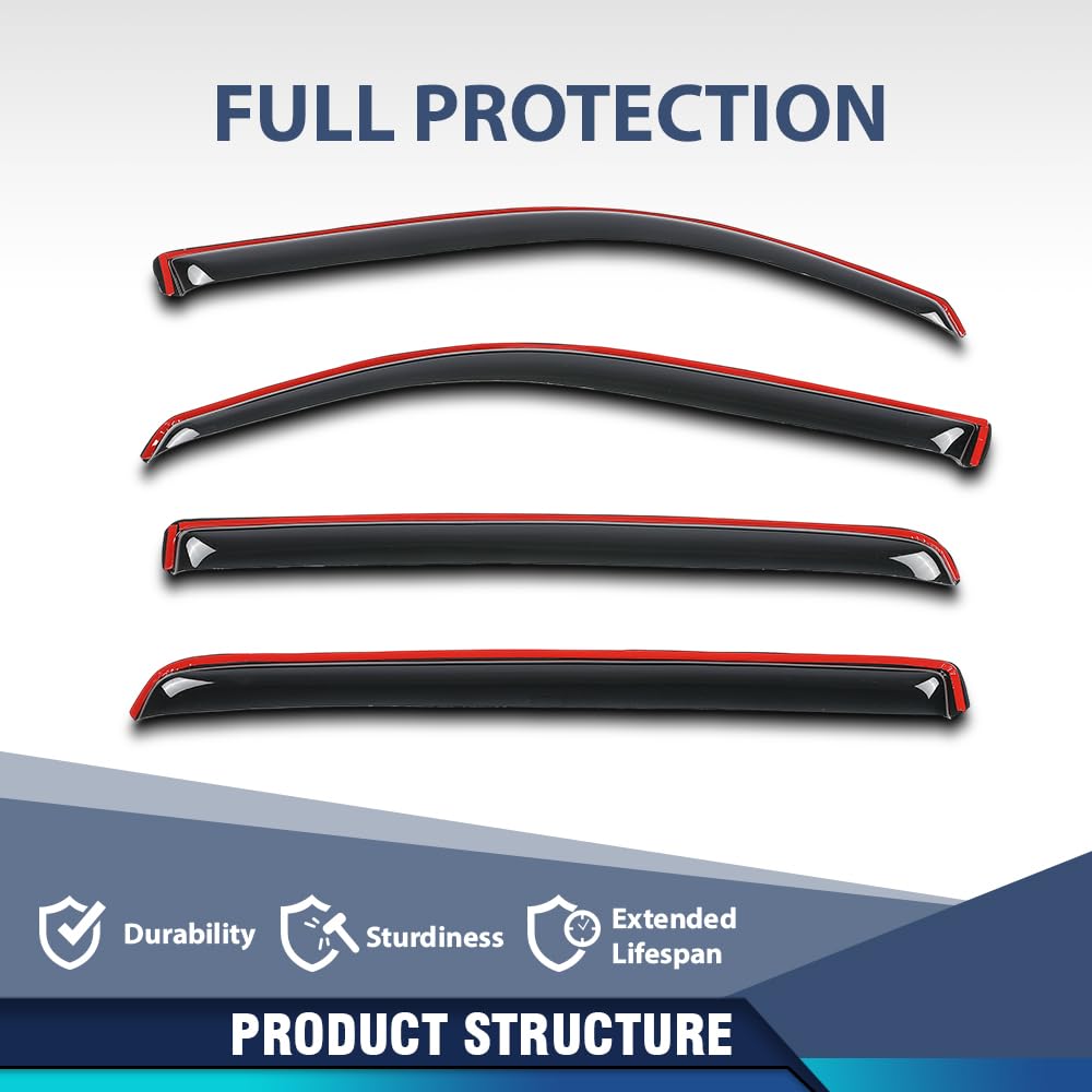 PIT66 in-Channel Ventvisor Deflectors Fit Dodge Ram 1500 Crew Cab 2019-2025