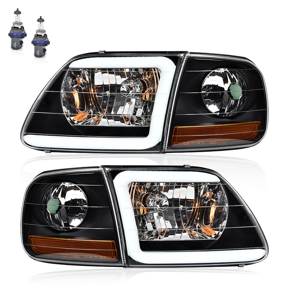 PIT66 LED DRL Headlights Assembly Fit Ford F150 1998-2003, F250 98-99