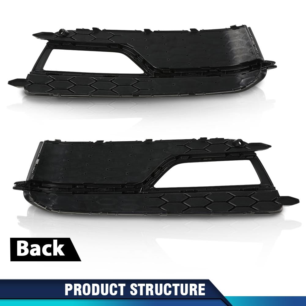 PIT66 Front Bumper Fog Light Grilles Cover Trim Compatible with Audi A5 S-Line S5 2013-2016/Only Fit for S-Line S5 Bumper Models, Not Fit For A5 Basic Version 8T0807681K,8T0807682K Black