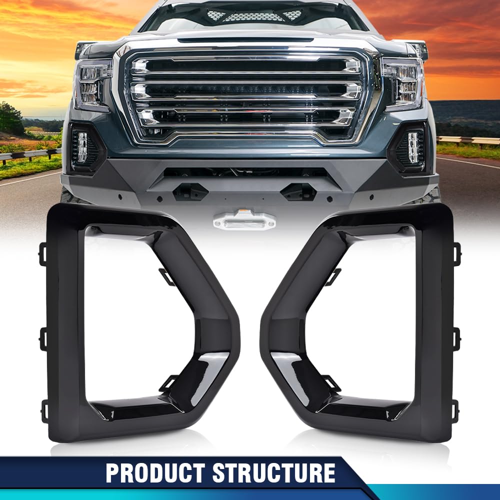PIT66 Glossy Black Front Fog Light Outer Bezel Cover Set