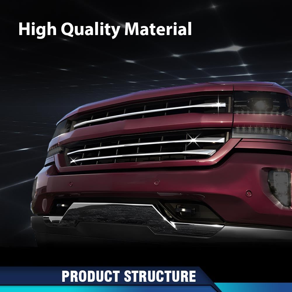 PIT66 Chrome Snap-On Grille Overlay Fit 2016-2019 Chevy Silverado 1500