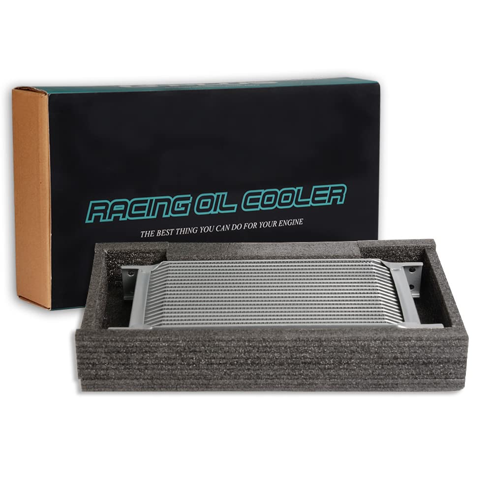 PIT66 25 Row AN10-10AN Universal Aluminum Engine Transmission Oil Cooler Kit+ Oil Filter Relocation Kit Silver B Set