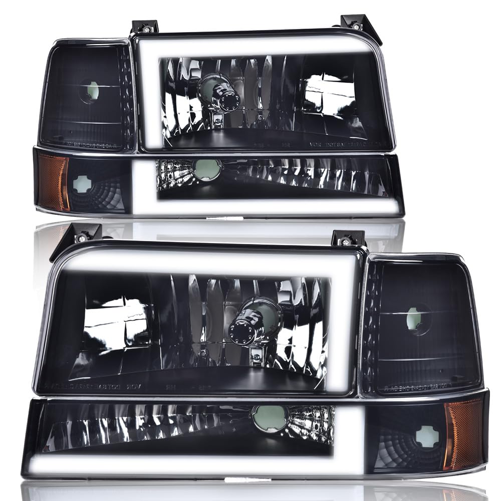 PIT66 LED Headlights Assembly Fit 1992-1996 Ford F150 Bronco