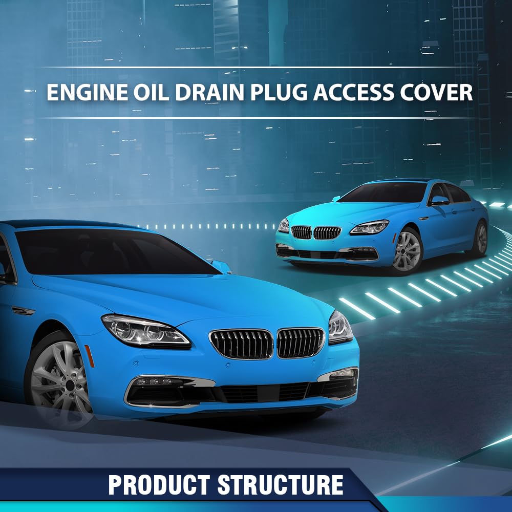 PIT66 Engine Oil Drain Plug Access Cover Compatible with BMW 5 Series F07 F10 2001/2006-2009/2013,6 Series F06 2003-2011/2015,7 Series F01 F02 2006-2007/2012 51757209541 Black