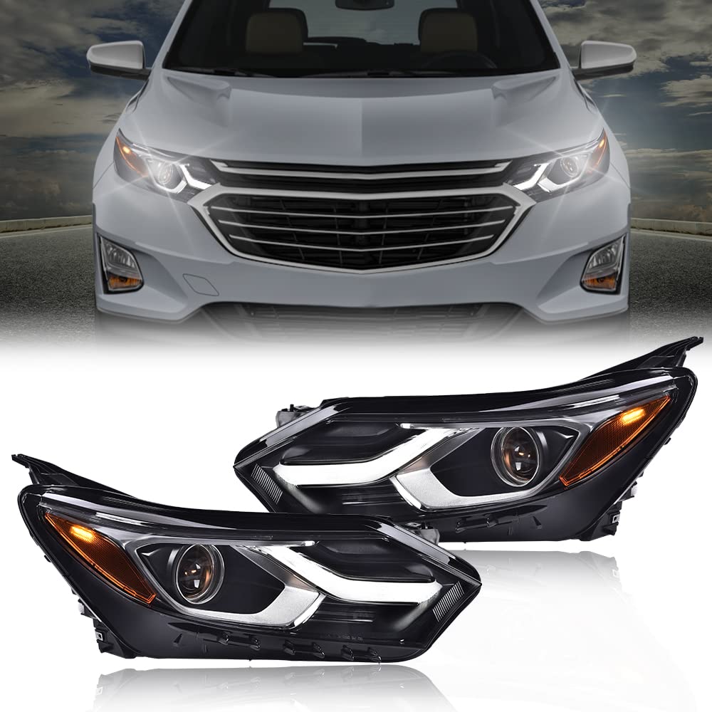 PIT66 LED DRL Headlights Assembly Headlamps Compatible with Chevy Equinox w/Factory Halogen Headlight 2018-2020(Not Fit w/Factory HID/Xenon Headlight Models) 84258448