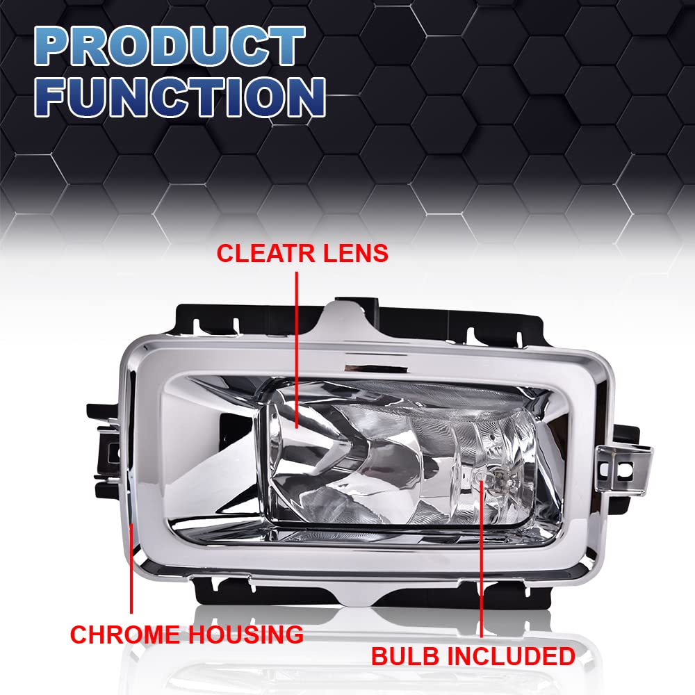 PIT66 Front Bumper Fog Light, Compatible with 2013-2015 Silverado Fog Lamp Assembly Driver & Passenger Side Left/Right Fog Lamp Accessories, faros antiniebla