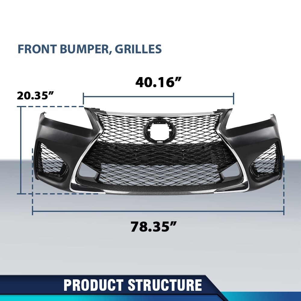 PIT66 6Pcs Front Bumper Conversion Kit Fit LX GS 2013‑2015 to GS‑F Style