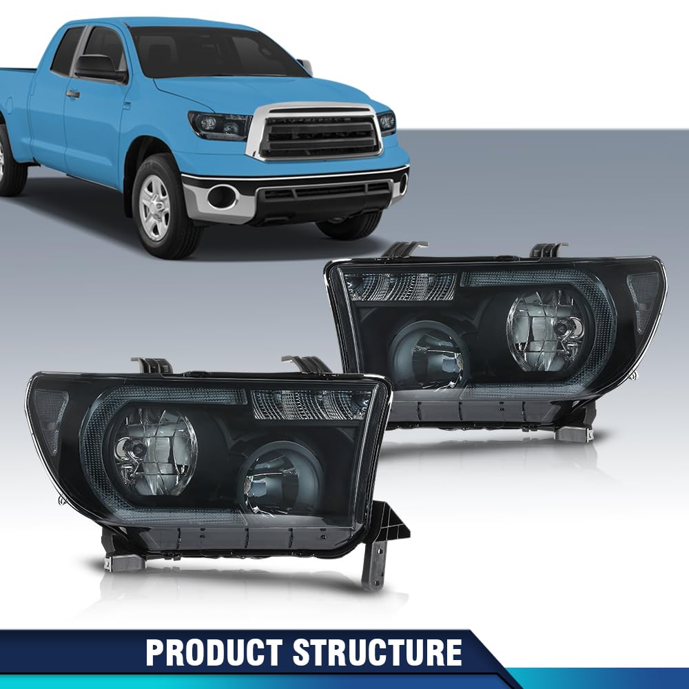 PIT66 LED Headlights Assembly Fit 2007-2013 Toyota Tundra, 08-17 Sequoia