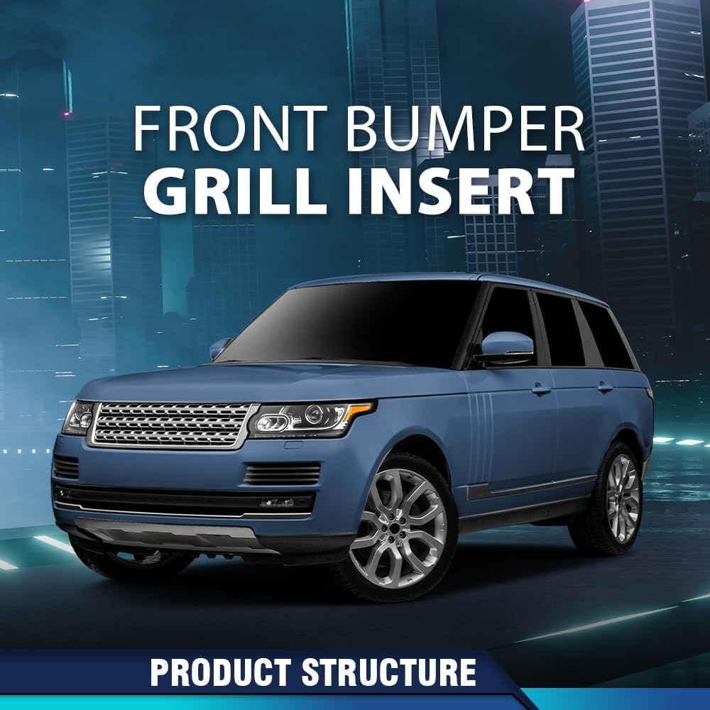 PIT66 Front Bumper Grille Grill Insert Compatible with 2013 2014 2015 2016 2017 Land Rover Range Rover LR046709 Black