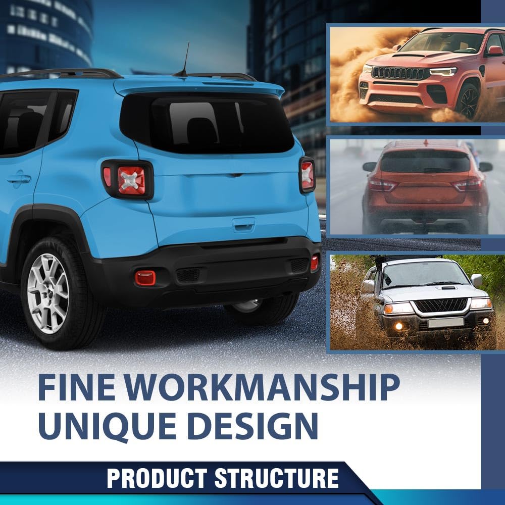 PIT66 Rear Bumper Cover Fascia Compatible with Jeep Renegade 2015-2023, Fit For Models With Park Assist Sensor Holes Only, For Use Without Trailer Hitch Hole CH1100A16, 187-01718E, 6AE89LXHAA Black