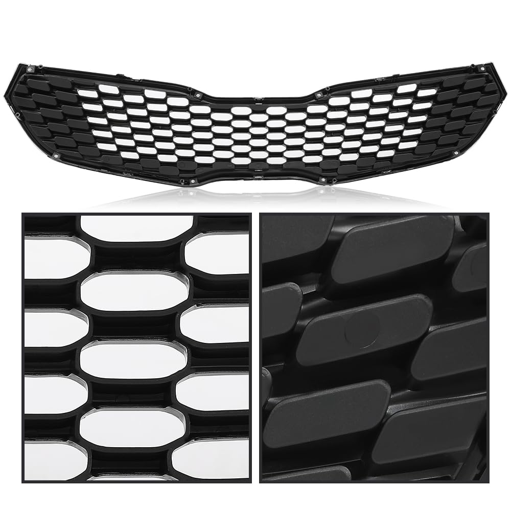 PIT66 Front Upper Grille Fit Kia Forte SX/EX/LX 2014-2016 Chrome & Black