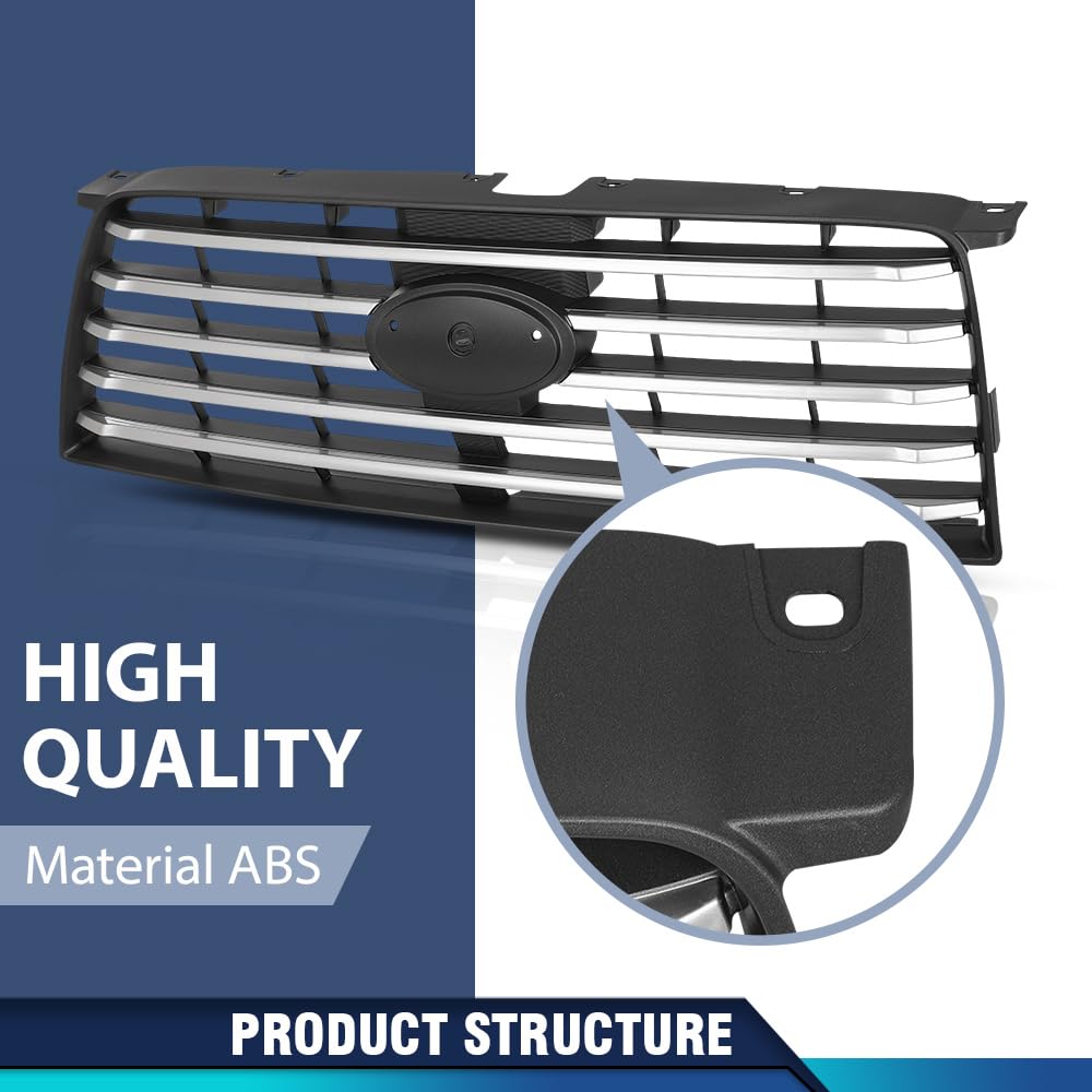 PIT66 Front Bumper Grill Grille Fit Subaru Forester 2006-2008 Gray & Sliver