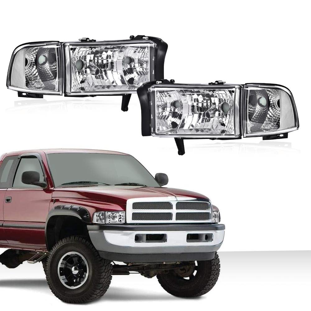 PIT66 Halogen Headlights Assembly Pair Fit 1994-2001 Ram 1500
