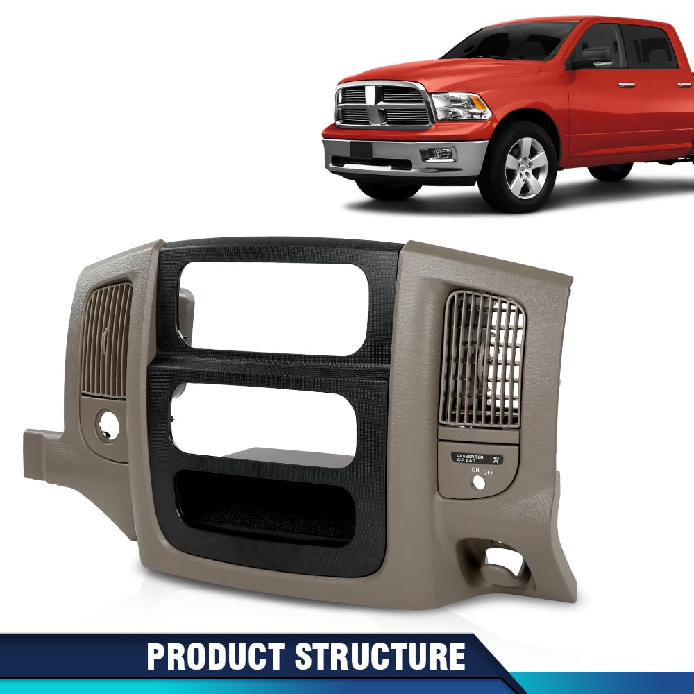 PIT66 Dash Radio Bezel Trim Fit Dodge Ram 1500 2500 3500 2002-2005, Beige