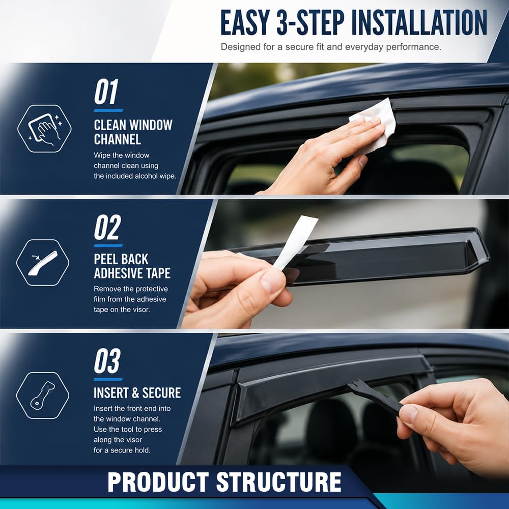 PIT66 in-Channel Window Visors Rain Guards PMMA Somke 4PCS