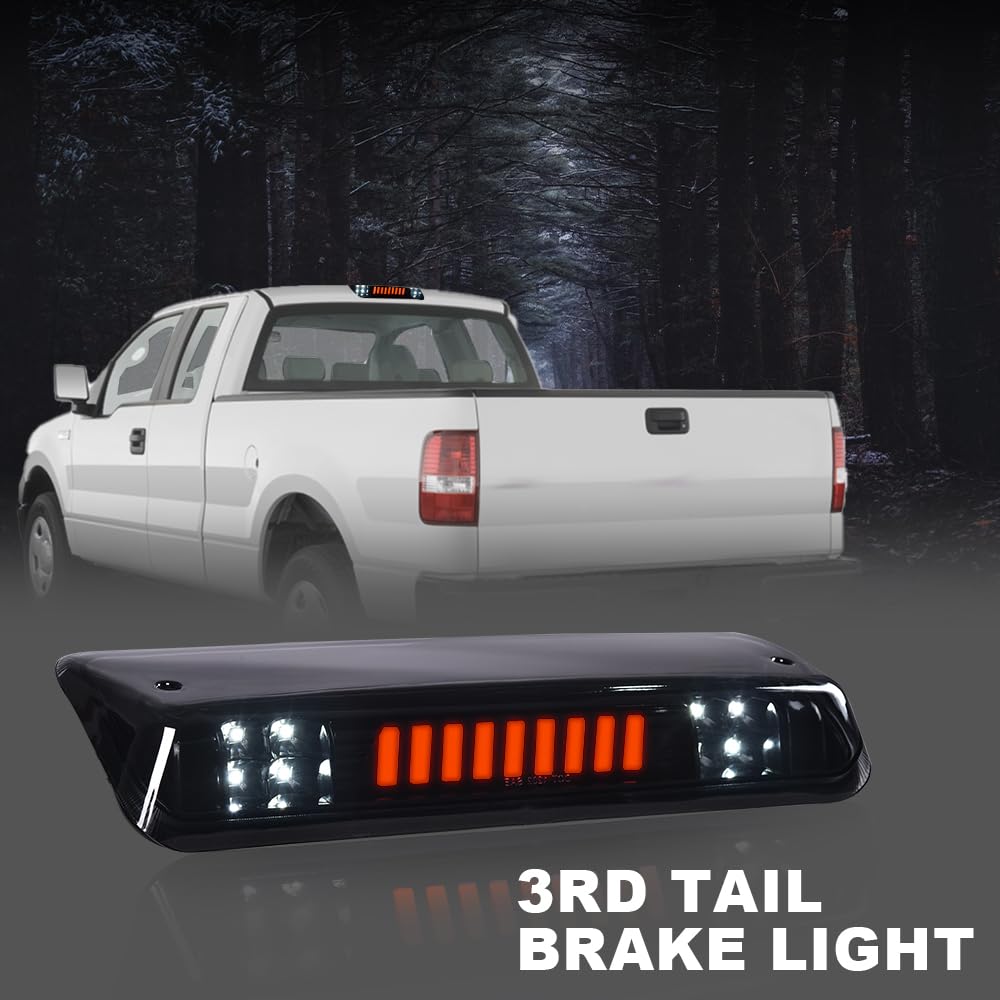 PIT66 LED 3rd Brake Light Compatible with Ford F150 2004 2005 2006 2007 2008 High Mount Stop Light Rear Tail Cargo Lamps Clear Lens Black Housing I Type