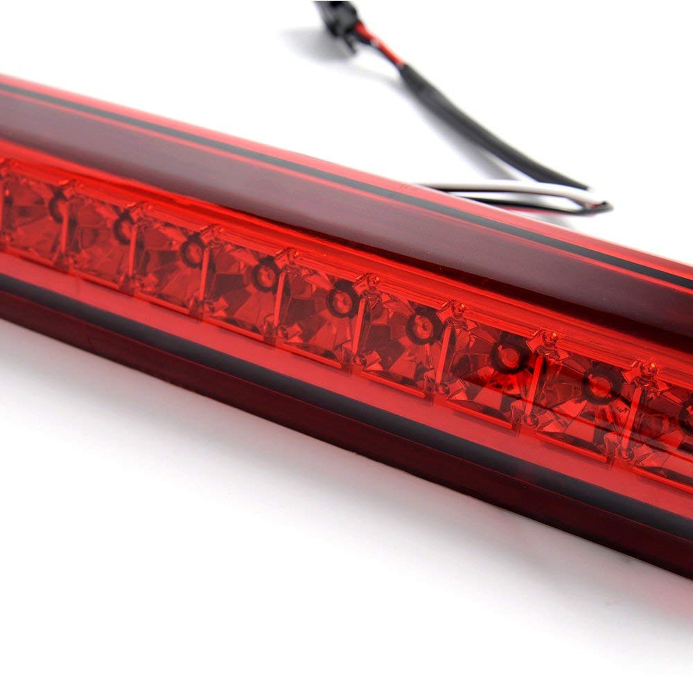 PIT66 LED 3rd Brake Light, Compatible with 99-06 Chevy Silverado 1500 2500 3500 / GMC Sierra Silverado Classic 07 Sierra Classic Led Third Brake Lamps Red Lens Clear Housing