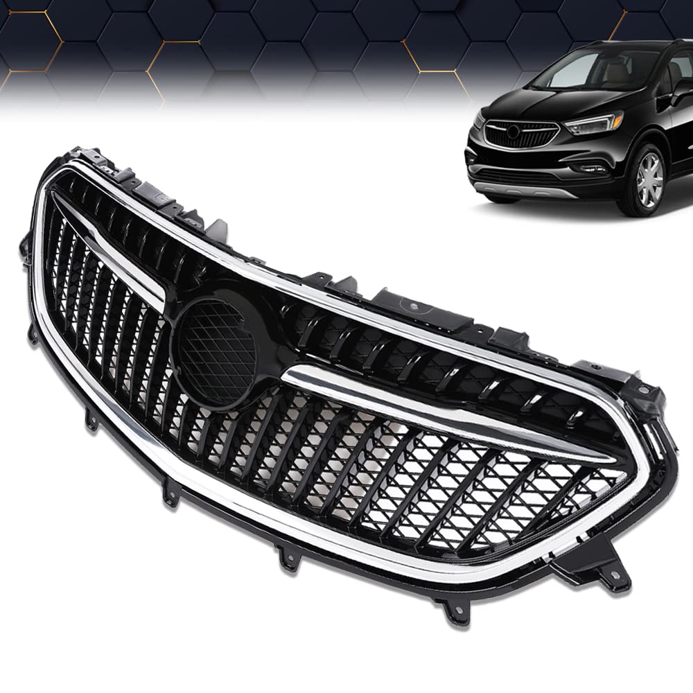 PIT66 Front Upper Grille Fit Buick Encore 2017-2019 Chrome Black