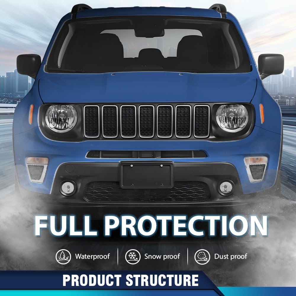 PIT66 Front Fog Light Covers 2Pcs Compatible with Jeep Renegade High Altitude 2019-2023 6VP53LXHAA, 6VP55LXHAA, CH1039204, CH1038204 Chrome Black