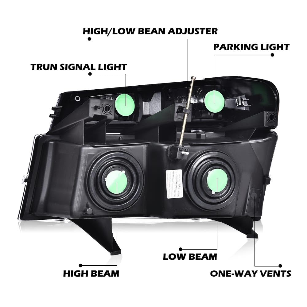 PIT66 Headlight Assembly Compatible with 2004-2012 Chevy Colorado/GMC Canyon, Fit 06 Isuzu i-280 i-350/2007-2008 Isuzu i-290 i-370 Clear Lens Chrome Housing Amber Reflector Headlamps Accessories