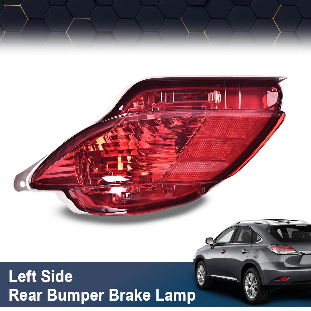 PIT66 RED Rear Bumper Brake Light Compatible with 2010-2015 Lexus RX270 RX350 RX450H Rear Bumper Left Driver Side Brake Lamp Halogen