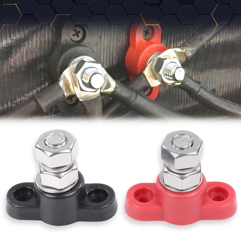 PIT66 Red & Black Junction Block Power Post Set Insulated Terminal Stud3/8