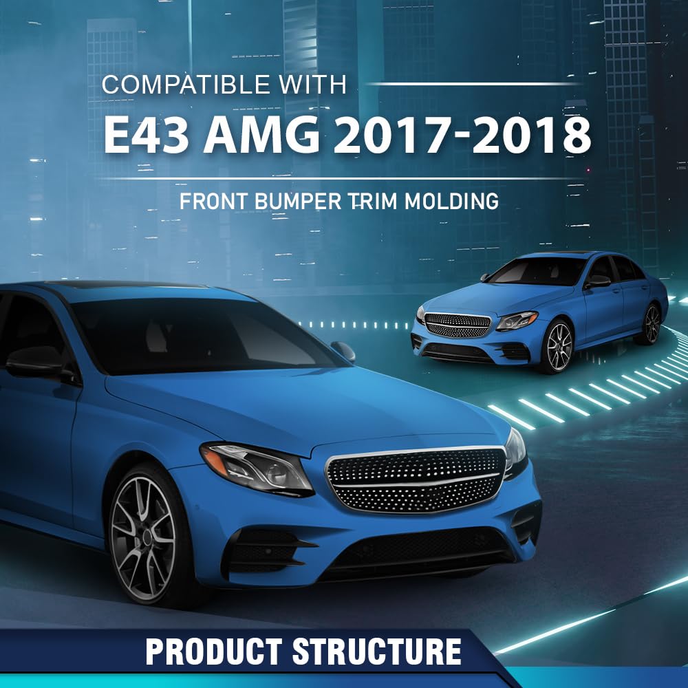 PIT66 Front Bumper Molding Trim, MB1044133 Glossy Black