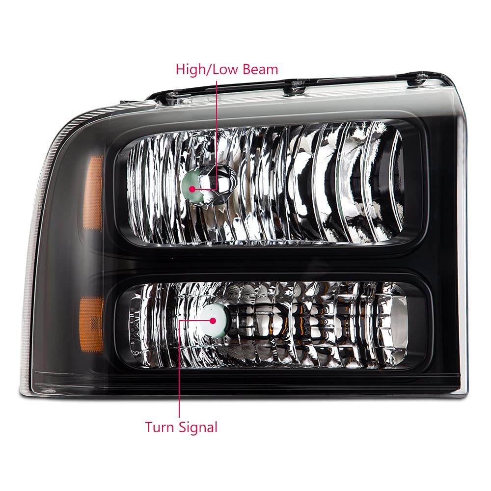 PIT66 Headlights Assembly Fit 2005-2007 Ford F250 F350 F450 F550 Super Duty