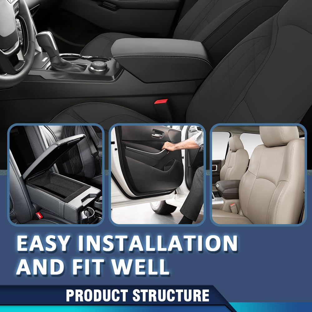PIT66 Console Lid Armrest Cover Stitch Black Fit Ford Explorer 2011-2018