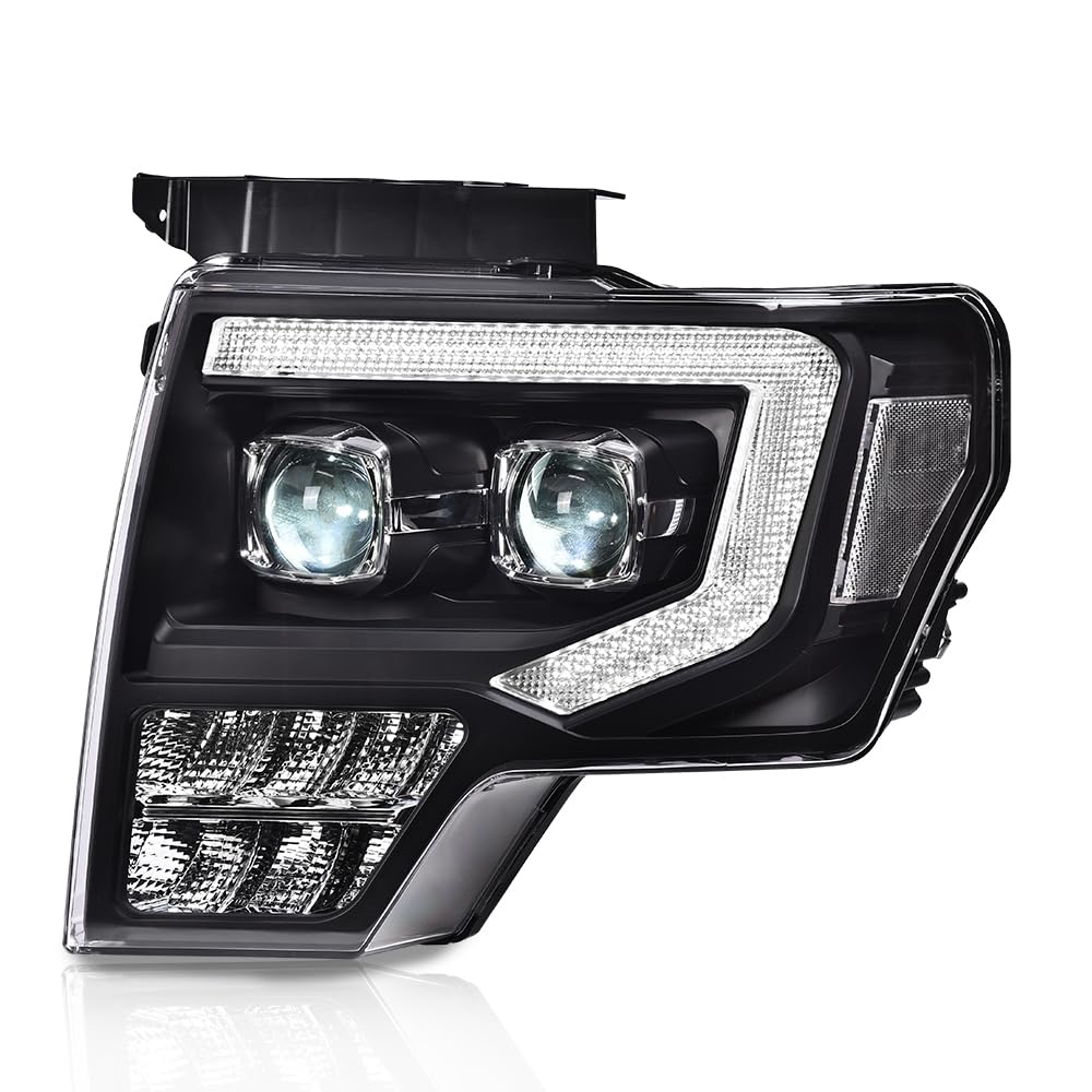 PIT66 Dual Convex LED Projector Headlights Assembly Fit 2009-2014 Ford F150