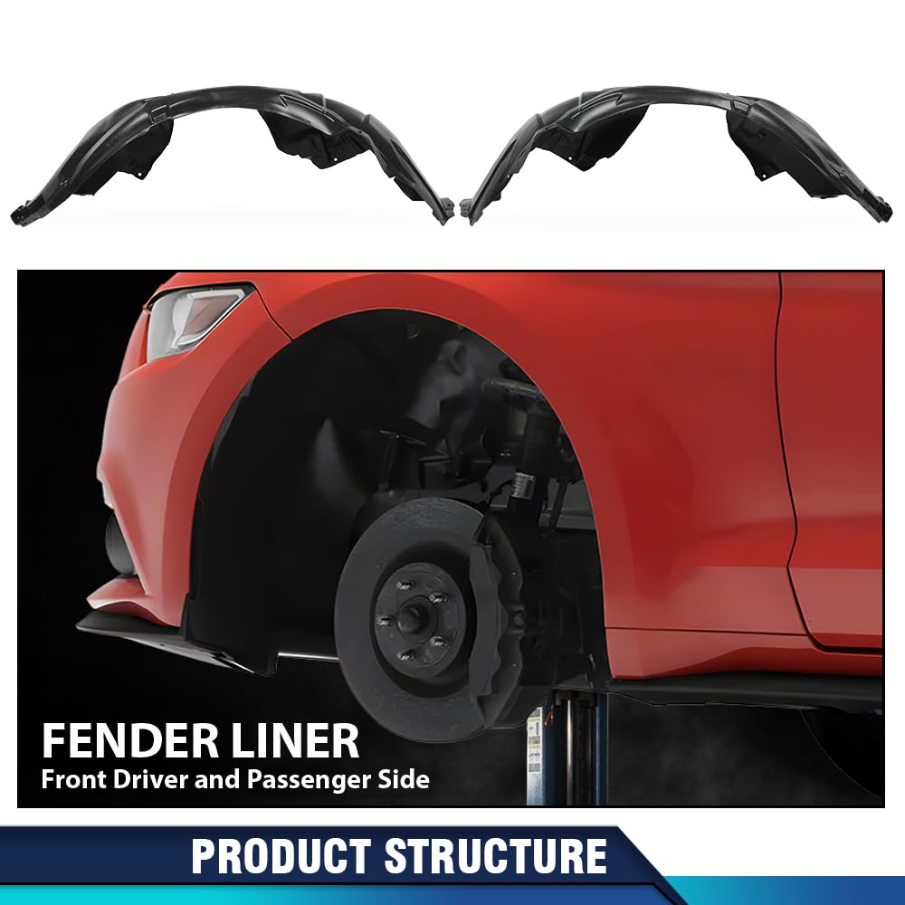 PIT66 Fender Liner Front Driver and Passenger Side Compatible with Ford Mustang 2015-2017 FO1249165 FO1248165 FR3Z16102A FR3Z16103A