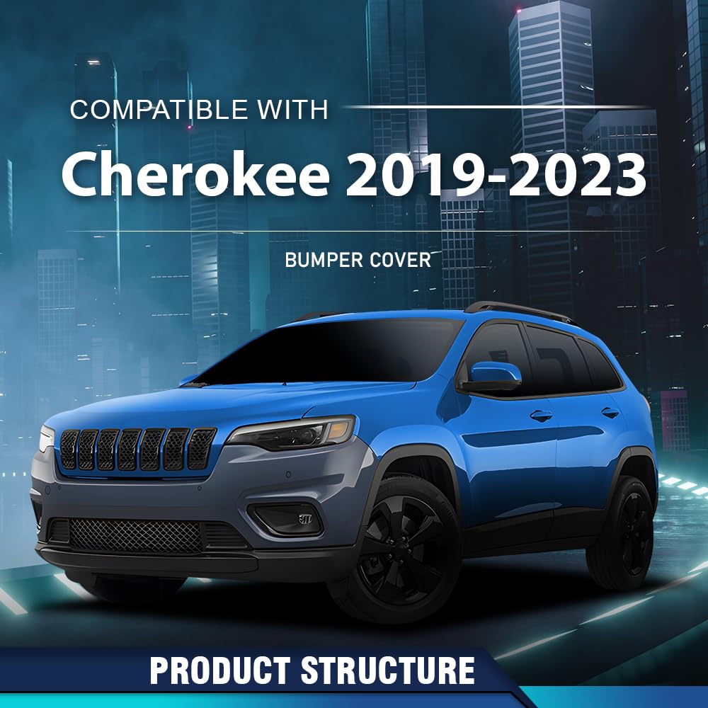 PIT66 Front Upper Bumper Cover Fit Jeep Cherokee 2019-2023 Black Primed