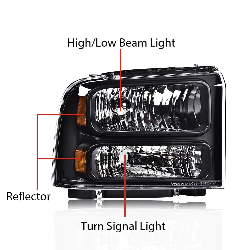 PIT66 Headlight Assembly Fit 1999-2004 Ford F250 F350 F450 F550 Super Duty
