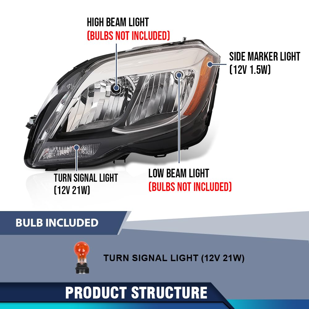 PIT66 Front Headlight Assembly w/Bulb Left Driver Side