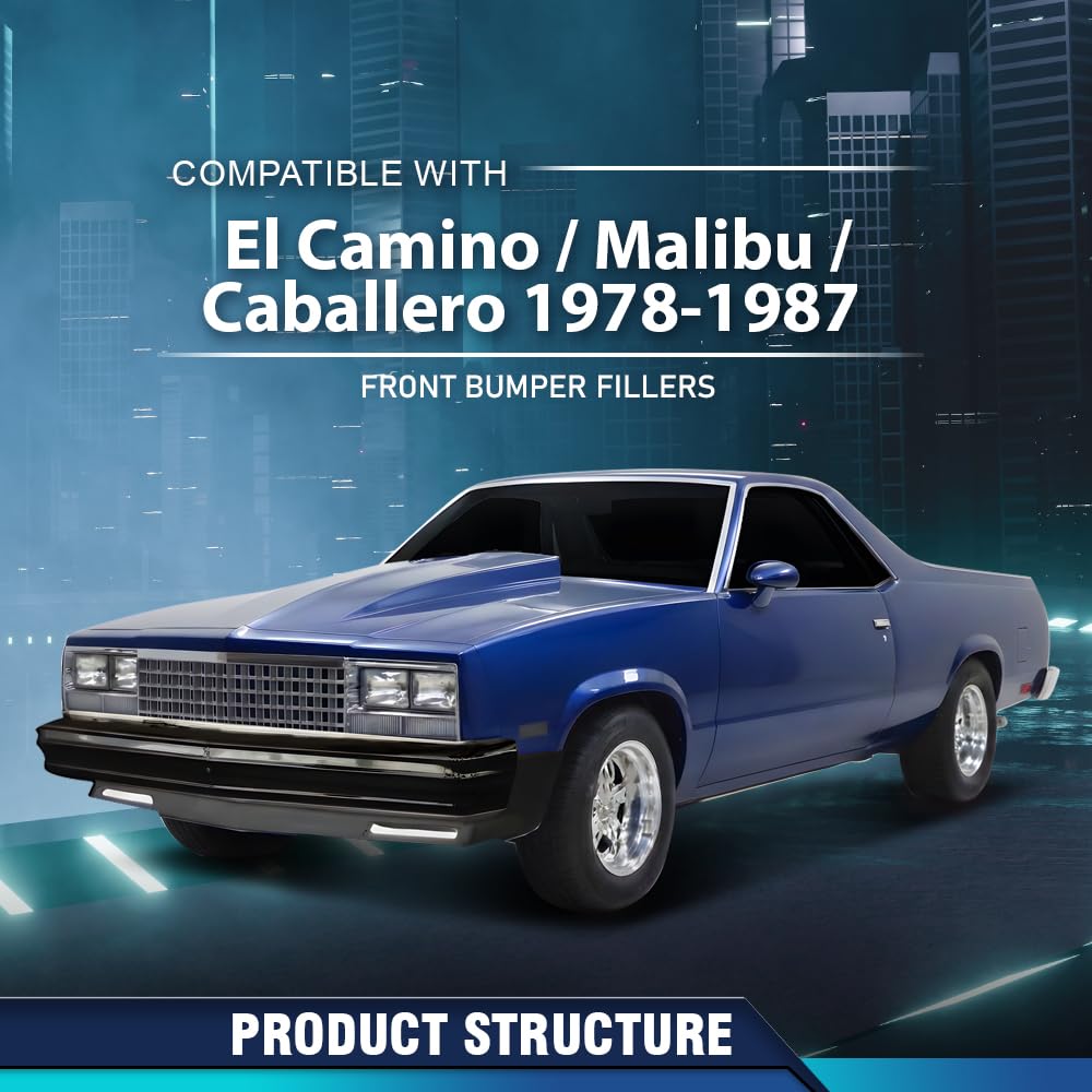 PIT66 Front Bumper Fillers PP Black Fit Chevy El Camino 1978-1987
