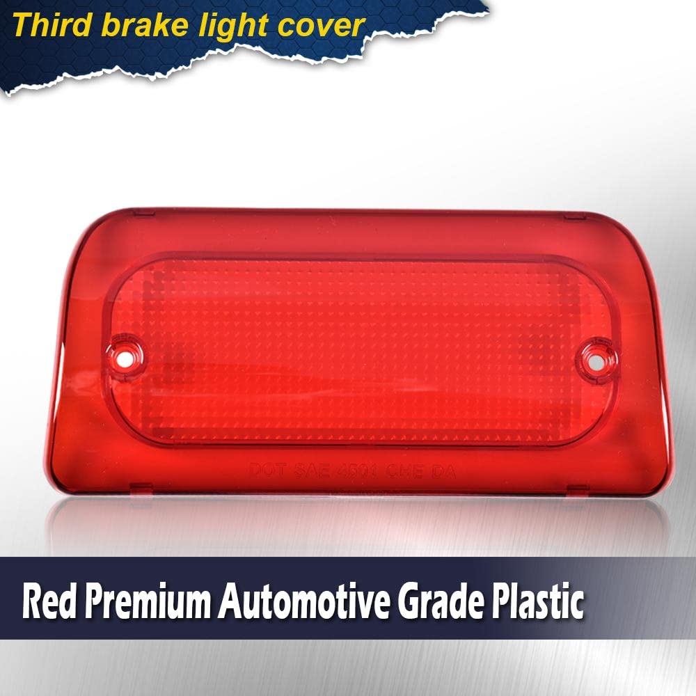 PIT66 3rd Brake Light Lens, Compatible with 94-2004 Chevy S10 /94-2004 GMC Sonoma (Standard or Crew Cab Only) Cab High 3rd Brake Light Lens Red Len